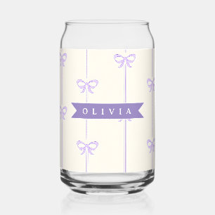 Vaso Con Forma De Lata Lazo Coquette Personalizado Nombre Estética Femeni