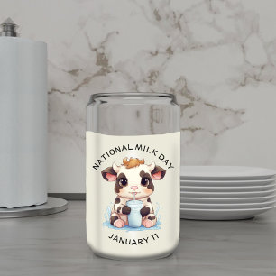 Vaso Con Forma De Lata Leche blanca y negra de Kawaii bebé vaca que bebe