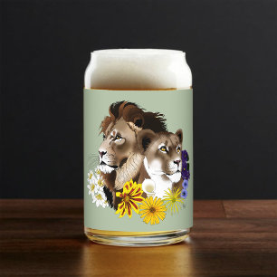 Vaso Con Forma De Lata León Leona Floral Verde