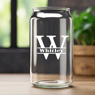Vaso Con Forma De Lata Letra blanca minimalista con monograma W y nombre