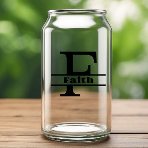 Vaso Con Forma De Lata Letra minimalista F Monograma y nombre personaliza