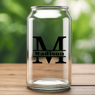 Vaso Con Forma De Lata Letra minimalista M Monograma y nombre personaliza