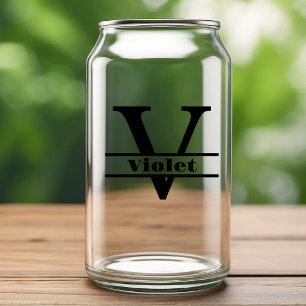 Vaso Con Forma De Lata Letra minimalista V Monograma y nombre personaliza