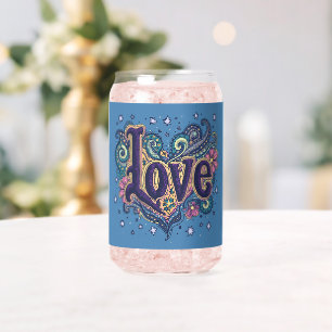 Vaso Con Forma De Lata Letras de Amor Psico Bohemio con Acento Floral