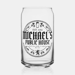 Vaso Con Forma De Lata Letrero de Pub Vintage Personalizado en Blanco y N