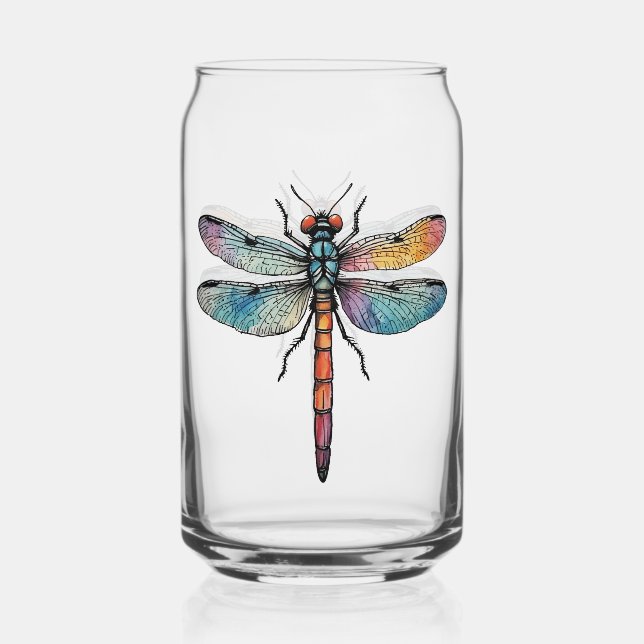 Vaso Con Forma De Lata Libélula Colorida (Anverso)