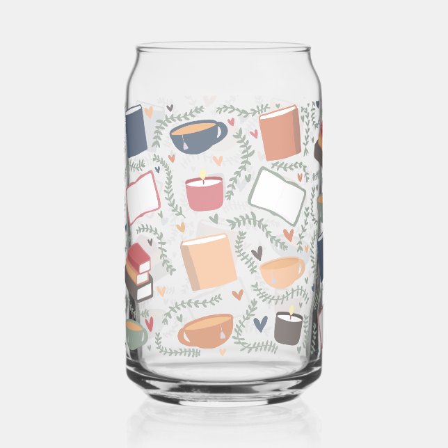 Vaso Con Forma De Lata Libros, Velas Y Té (Anverso)