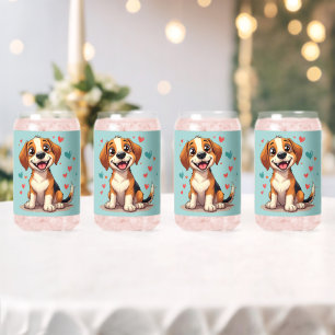 Vaso Con Forma De Lata Lindo Beagle Kawaii con Corazones Perro Juguetón