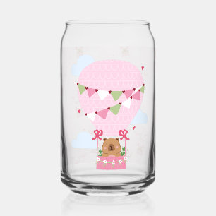Vaso Con Forma De Lata Lindo capibara globo aerostático rosa