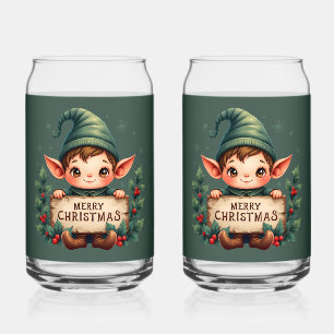 Vaso Con Forma De Lata Lindo duende de Navidad sosteniendo un letrero ale
