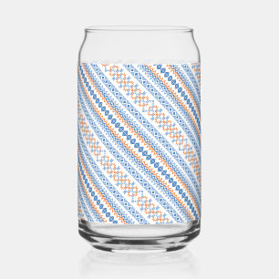 Vaso Con Forma De Lata Lindo patrón de motivo tribal azteca naranja azul