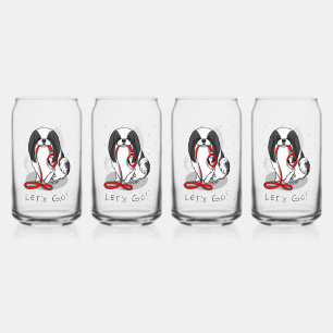 Vaso Con Forma De Lata ¡Lindo! ¡Vamos! Perro Chin Japonés (negro y blanco