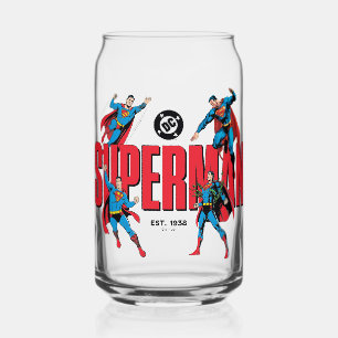 Vaso Con Forma De Lata Líneas Gráficas de Superman Leyendas por Siempre
