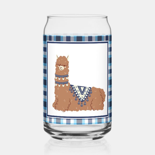 Vaso Con Forma De Lata Llama y azada azul (Anverso)