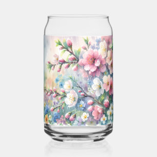 Vaso Con Forma De Lata Lluvia de primavera Flor de acuarela Cottagecore