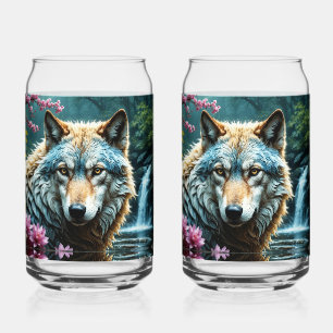 Vaso Con Forma De Lata Lobo al borde del río