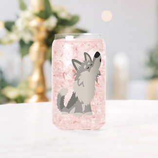 Vaso Con Forma De Lata Lobo de dibujos animados aullando lindo