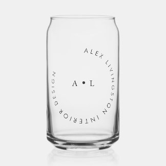 Vaso Con Forma De Lata Logotipo de monograma de círculo blanco negro mini
