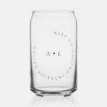 Vaso Con Forma De Lata Logotipo del Monograma del Círculo Blanco minimali<br><div class="desc">El logotipo minimalista del monograma del círculo blanco negro puede enlucir</div>