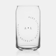 Vaso Con Forma De Lata Logotipo del Monograma del Círculo Blanco minimali