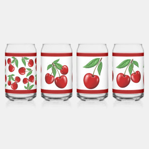 Vaso Con Forma De Lata Los Diseños Variados De Fruta De Cerezas Rojas Pue