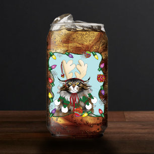 Vaso Con Forma De Lata Los navidades le dan gracia al gato verde