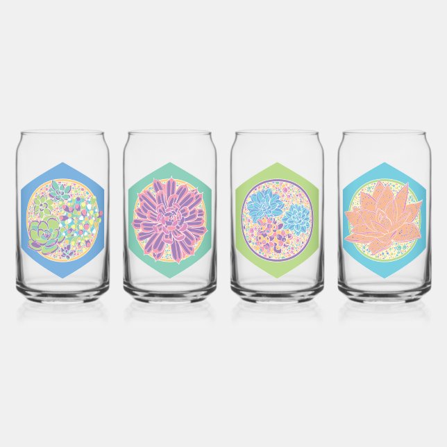 Vaso Con Forma De Lata Lot de verres - motifs succulentes (Anverso)