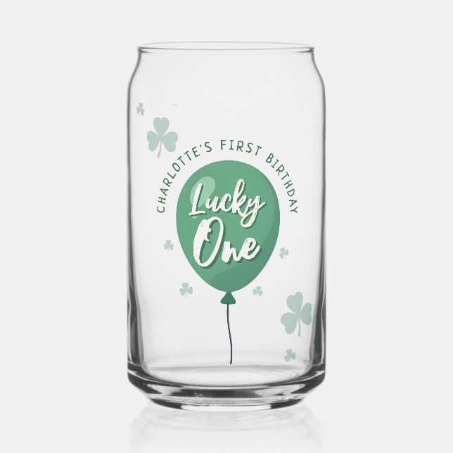 Vaso Con Forma De Lata Lucky One cumpleaños St Patricks Day Trébol (Anverso)