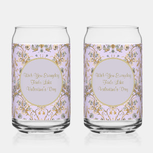 Vaso Con Forma De Lata Lujo, Flores de oro morado suave del día de San Va