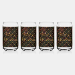 Vaso Con Forma De Lata Lujo, Patrón de Navidad, Feliz Navidad en Oro