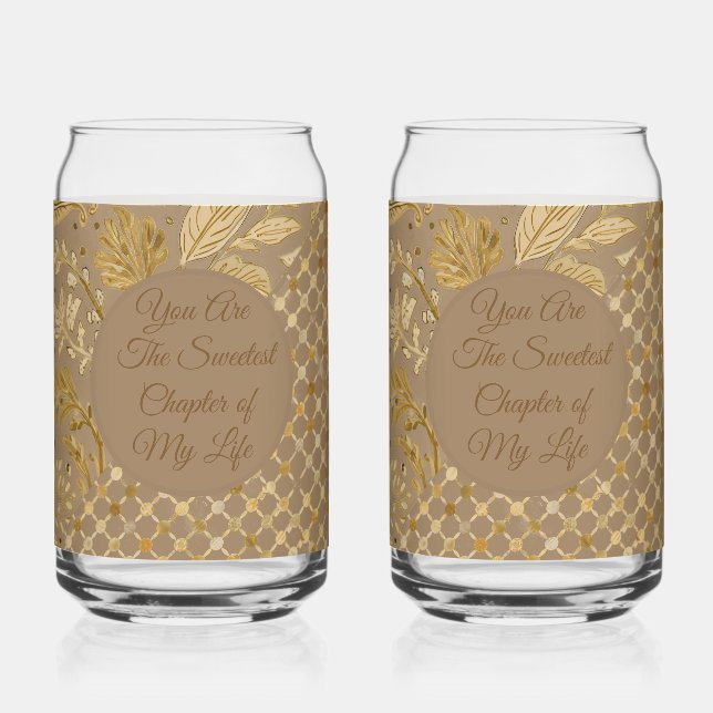 Vaso Con Forma De Lata Luxury,Valentine's Day,Gold Flowers,Pixels Pattern (Anverso)