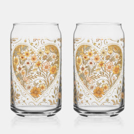 Vaso Con Forma De Lata Luxury, ,Valentine's Day,Love Heart Flowers Patter