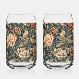 Vaso Con Forma De Lata Luxury, Vintage,Garden of Roses, Blue Background