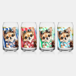 Vaso Con Forma De Lata Macho Chihuahua de vacaciones en la playa Relajaci