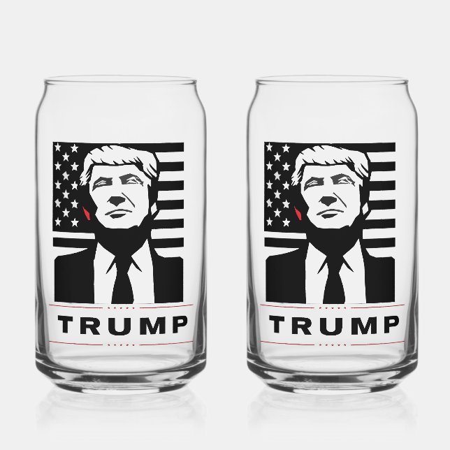 Vaso Con Forma De Lata Maga Merch | Juego de cristal de TrumpWear (Anverso)