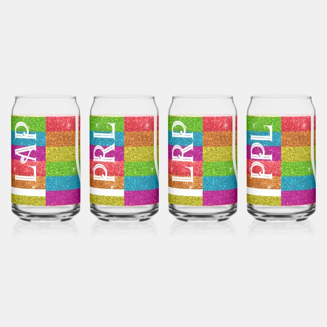 Vaso Con Forma De Lata Magnífico Día de Cumpleaños del Purpurina Rainbow  (Derecha)