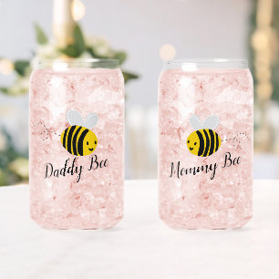 Vaso Con Forma De Lata Mamá y Papá Abeja Nuevos Padres
