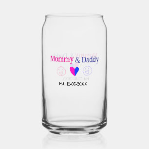 Vaso Con Forma De Lata Mamá y papá padres nuevos añaden nombre fecha de c