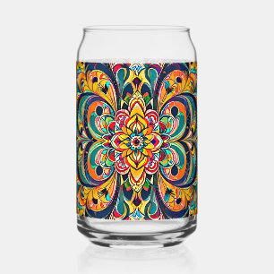 Vaso Con Forma De Lata Mandalas Sinfonía de Color – Floral Psicodélico Au