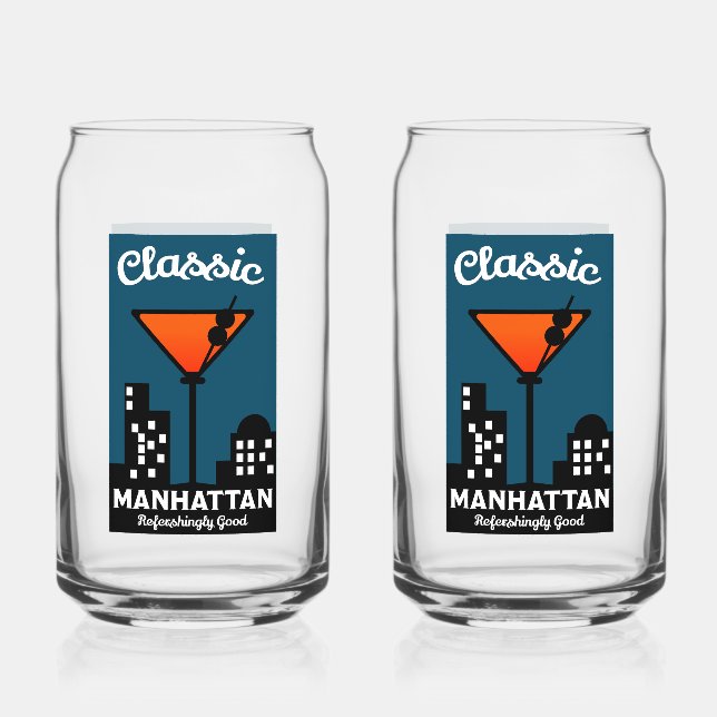 Vaso Con Forma De Lata Manhattan Cocktail Wall Art (Anverso)
