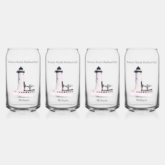 Vaso Con Forma De Lata Manistee North Pierhead Light puede ser vidrio (Anverso)