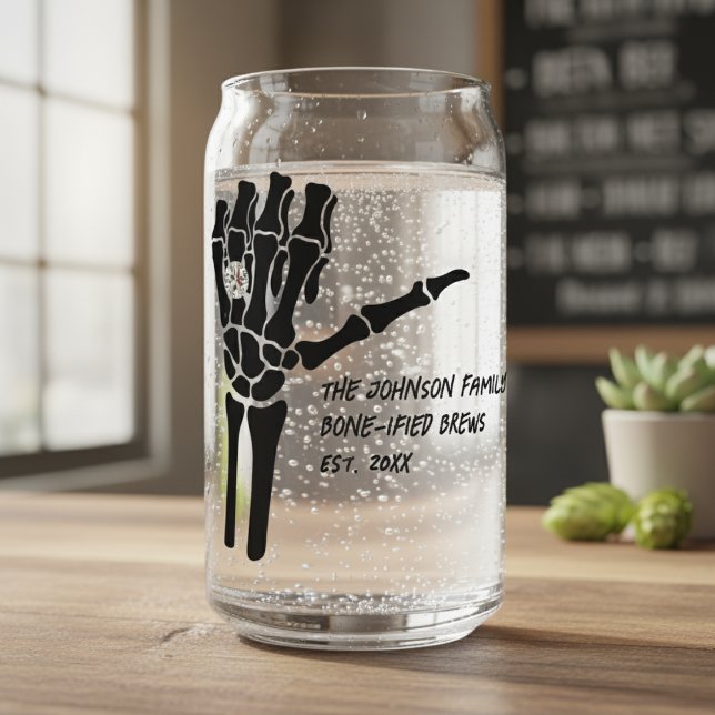 Vaso Con Forma De Lata Mano De Esqueleto Con Anillo De Diamantes (Skeleton Hand With Diamond Ring Can Glass)