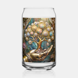 Vaso Con Forma De Lata Mano De Robot Dorado Sosteniendo Árbol De Vida Dor