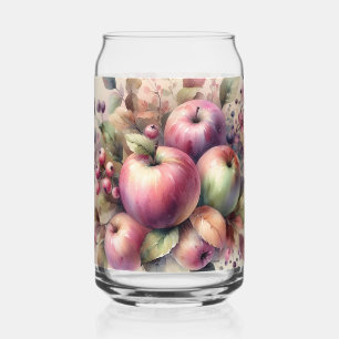 Vaso Con Forma De Lata Manzanas caídas en colores pastel pintura acuarela