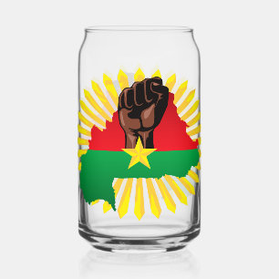 Vaso Con Forma De Lata Mapa de Burkina, bandera y puño de la revolución