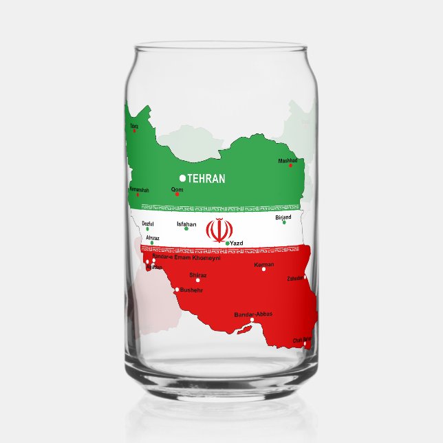 Vaso Con Forma De Lata Mapa de Irán con bandera y emblema (Anverso)