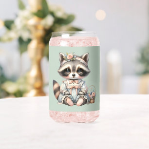 Vaso Con Forma De Lata Mapache Cottagecore Vestido Vintage Pastel