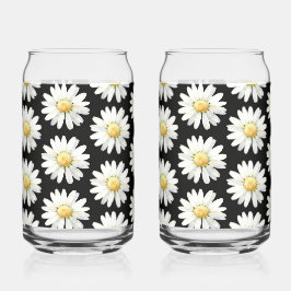 Vaso Con Forma De Lata Margaritas de puntos amarillos