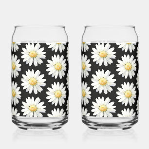 Vaso Con Forma De Lata Margaritas de puntos amarillos