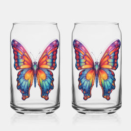 Vaso Con Forma De Lata Mariposa Azul Naranja Alas
